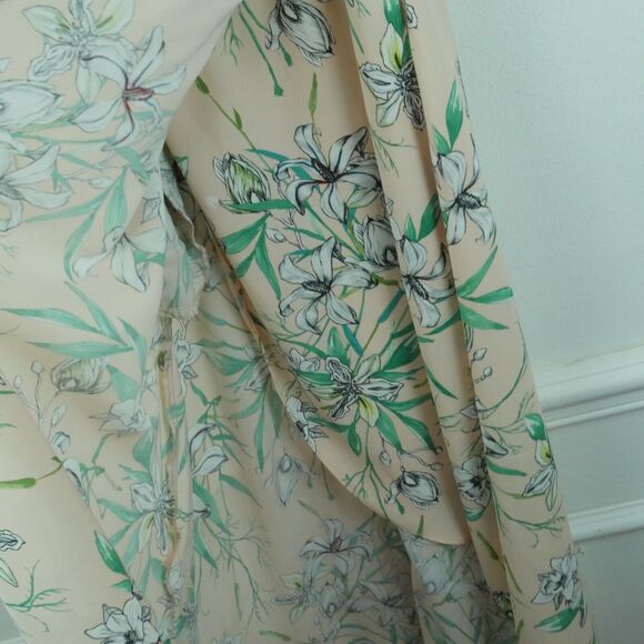 Betabrand XS Wrap Dress Flutter Sleeve Midi Pastel Feminine Floral Cottagecore - Picture 7 of 10